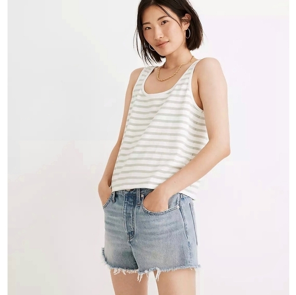 NEW‎ Madewell Boxy-Crop Tank Top in Crawley Stripe XL - Picture 1 of 13